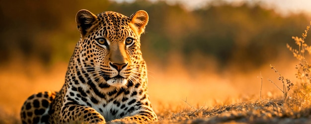 Un leopardo descansando en la sabana.