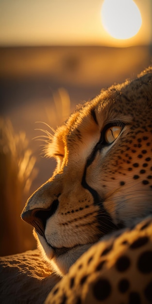 Un leopardo descansando sobre una valla en el desierto