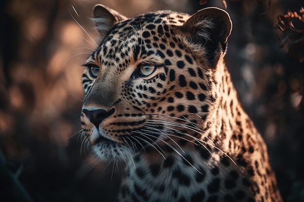 Un leopardo con un fondo negro.