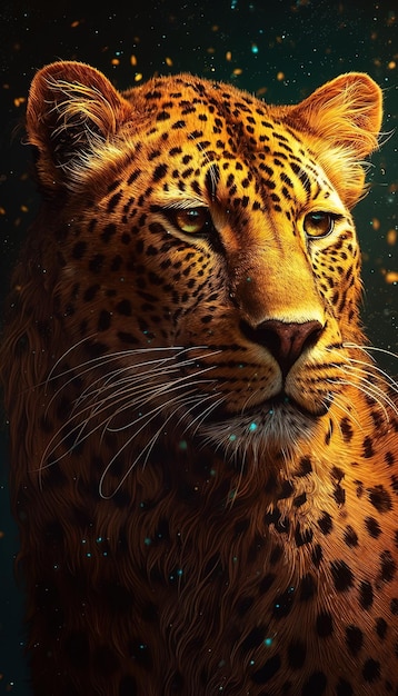 Un leopardo con un fondo verde