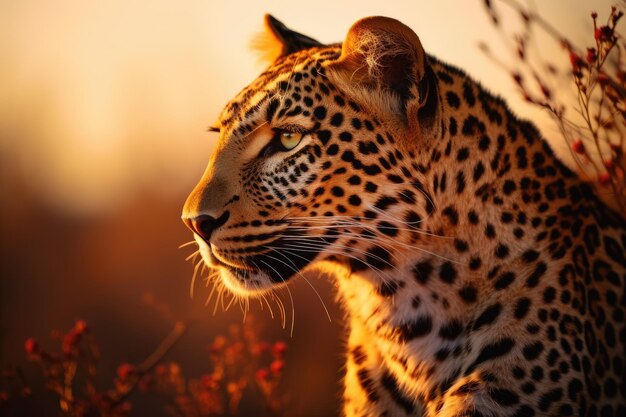 leopardo a la luz del sol al atardecer