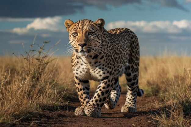 Leopardo majestoso em Savannah