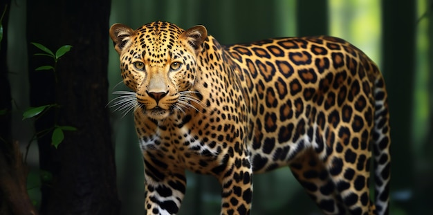 Leopardo na floresta panthera pardus grande gato