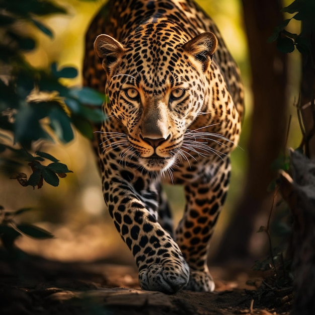 leopardo na floresta