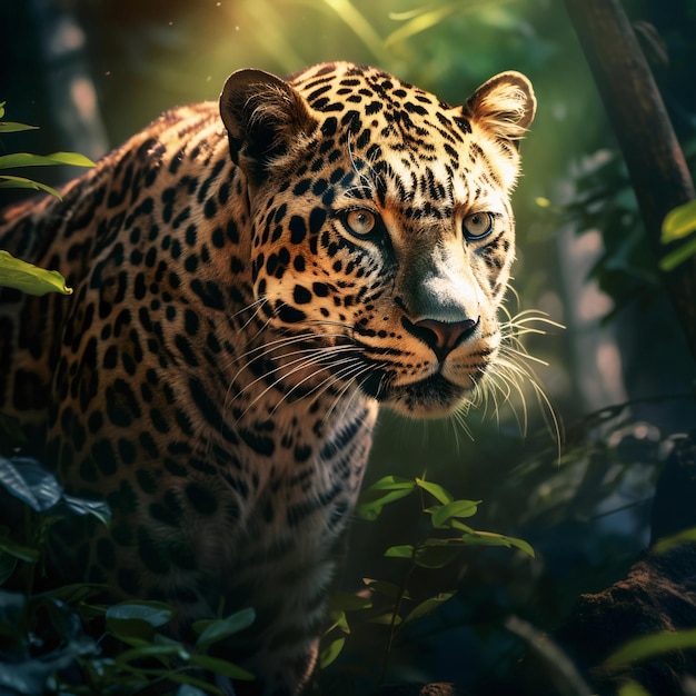 leopardo na floresta