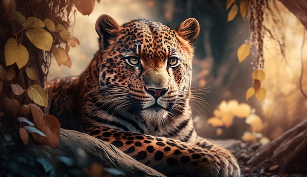 Leopardo na natureza IA generativa