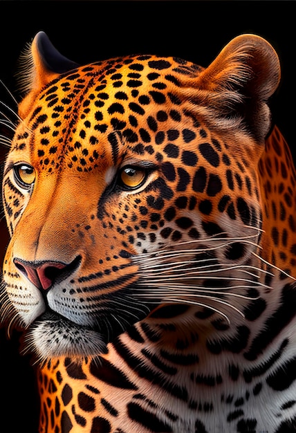 Leopardo na selva Ilustração de jaguar laranja para publicidade de jogos de desenhos animados, mídia impressa co
