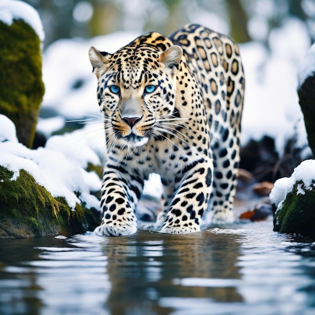 leopardo en la nieve leopardo En la nieve