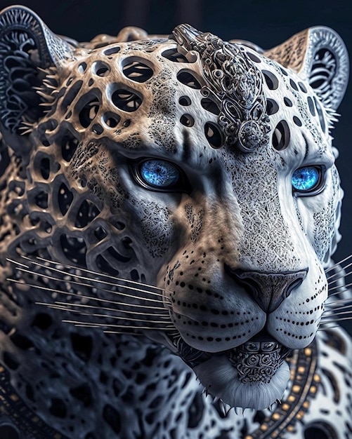 Un leopardo de ojos azules con ojos azules.