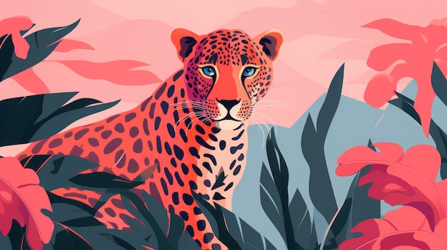 Foto leopardo rosa na selva