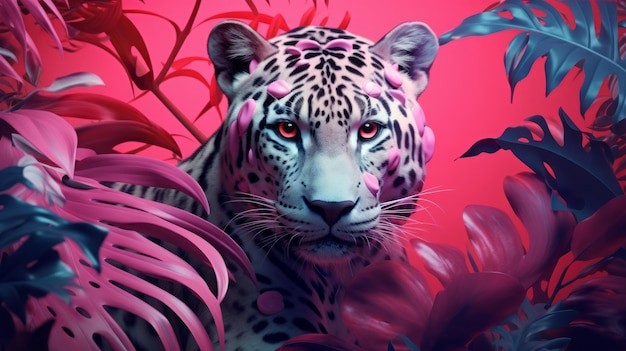 Leopardo rosado en la jungla