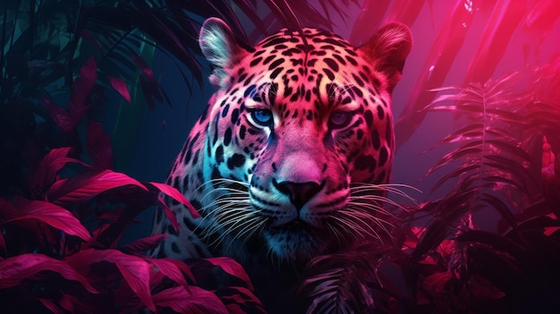 Leopardo rosado en la jungla