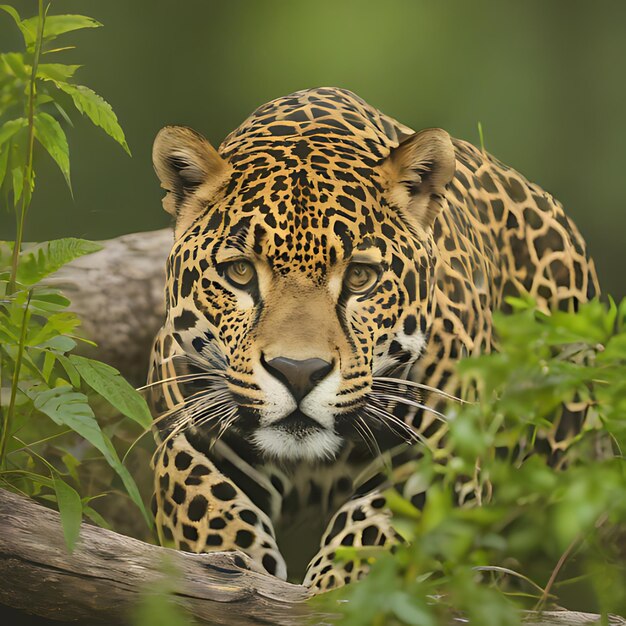 Foto un leopardo está sentado en un árbol y mirando a la cámara