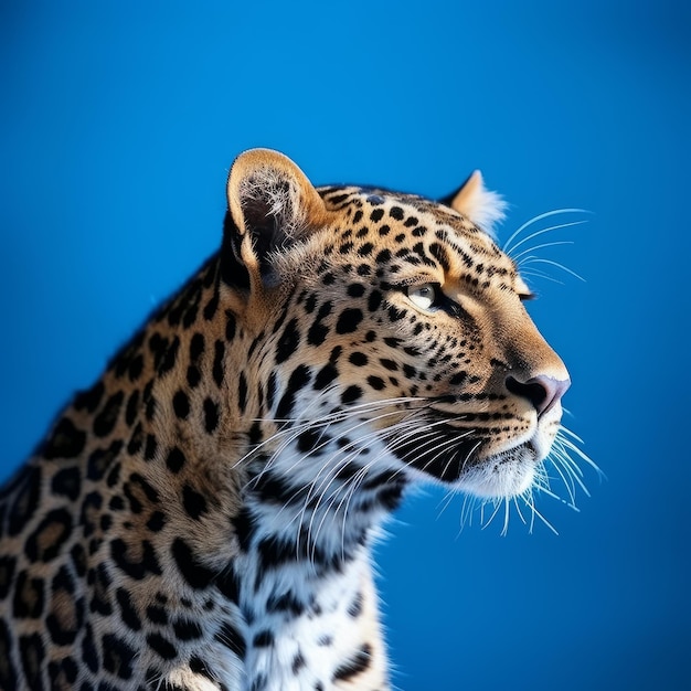 Un leopardo sobre fondo azul IA generativa