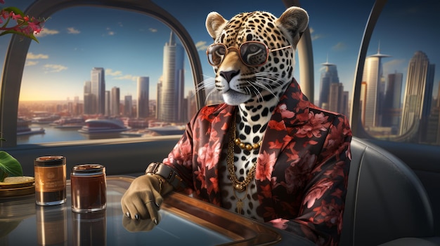 Un leopardo con un traje