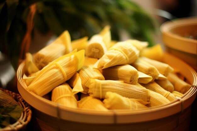 Lepet jagung o tamales de maíz dulce