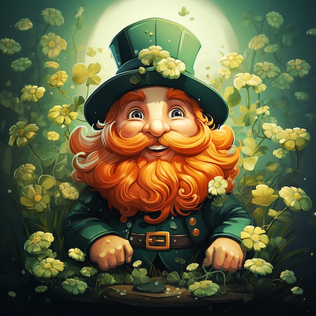 Leprechaun Día de San Patricio trébol verde deja la mitología festiva irlandesa de Irlanda