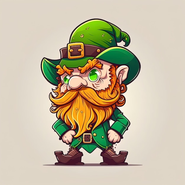 Leprechaun mit Ingwerbart und grünem Hut Cartoon-Look lustig Saint Patrick39s Day Celebration Leprechaun Green Beer and Shamrocks St Patrick39s Day Konzept Generative AI