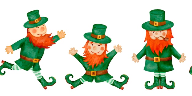 Leprechauns alegres e alegres envolvendo-se em celebrações divertidas para as festividades do Dia de São Patrício