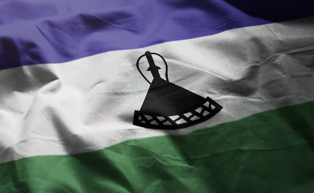 Lesotho bandera arrugada cerca