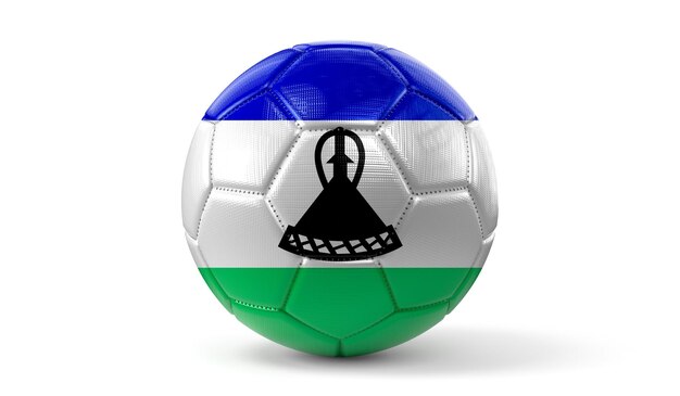 Foto lesotho nationalflagge auf fußball 3d-darstellung