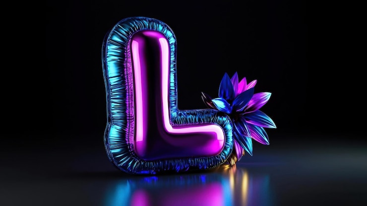 Foto una letra 3d l con un color gradiente azul profundo y púrpura en un fondo blanco diseño simple sombras negras estilo unreal engine estilo octane render estilo