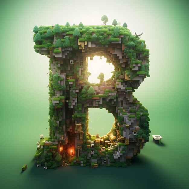 Foto letra 3d-pixel und voxel