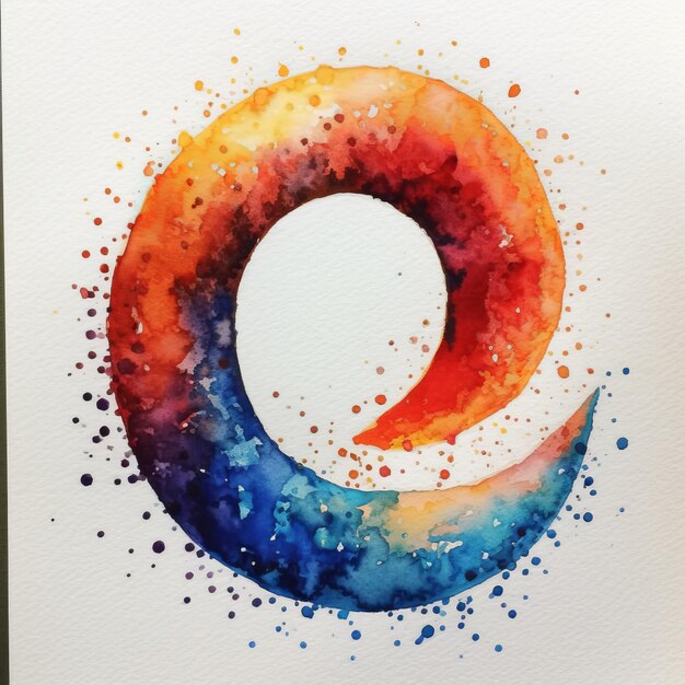 Foto letra aquarela colorida c em estilo vórtice espiral