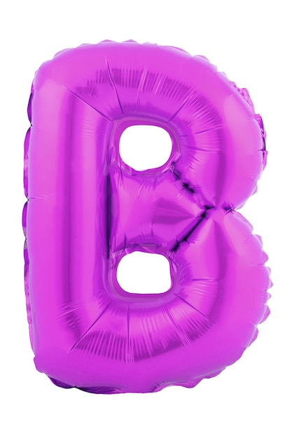 Letra b da cor ultravioleta feita de balão inflável isolado no fundo branco