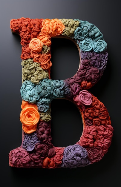 Letra b do alfabeto inglês forrada de flores