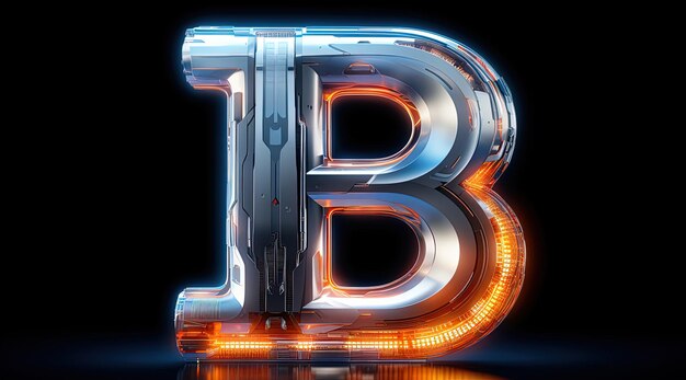 una letra b está iluminada con luces de neón