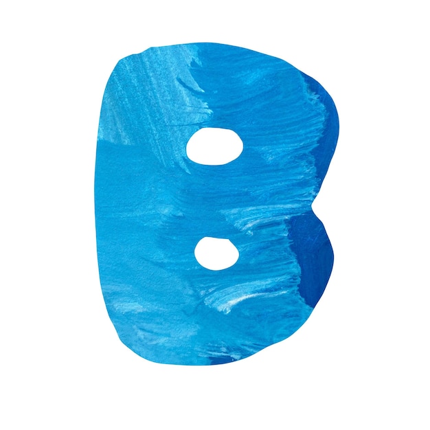 Letra B mayúscula alfabeto azul texturizado recortado Líneas decoradas trazos y marcas Gouache mezclado