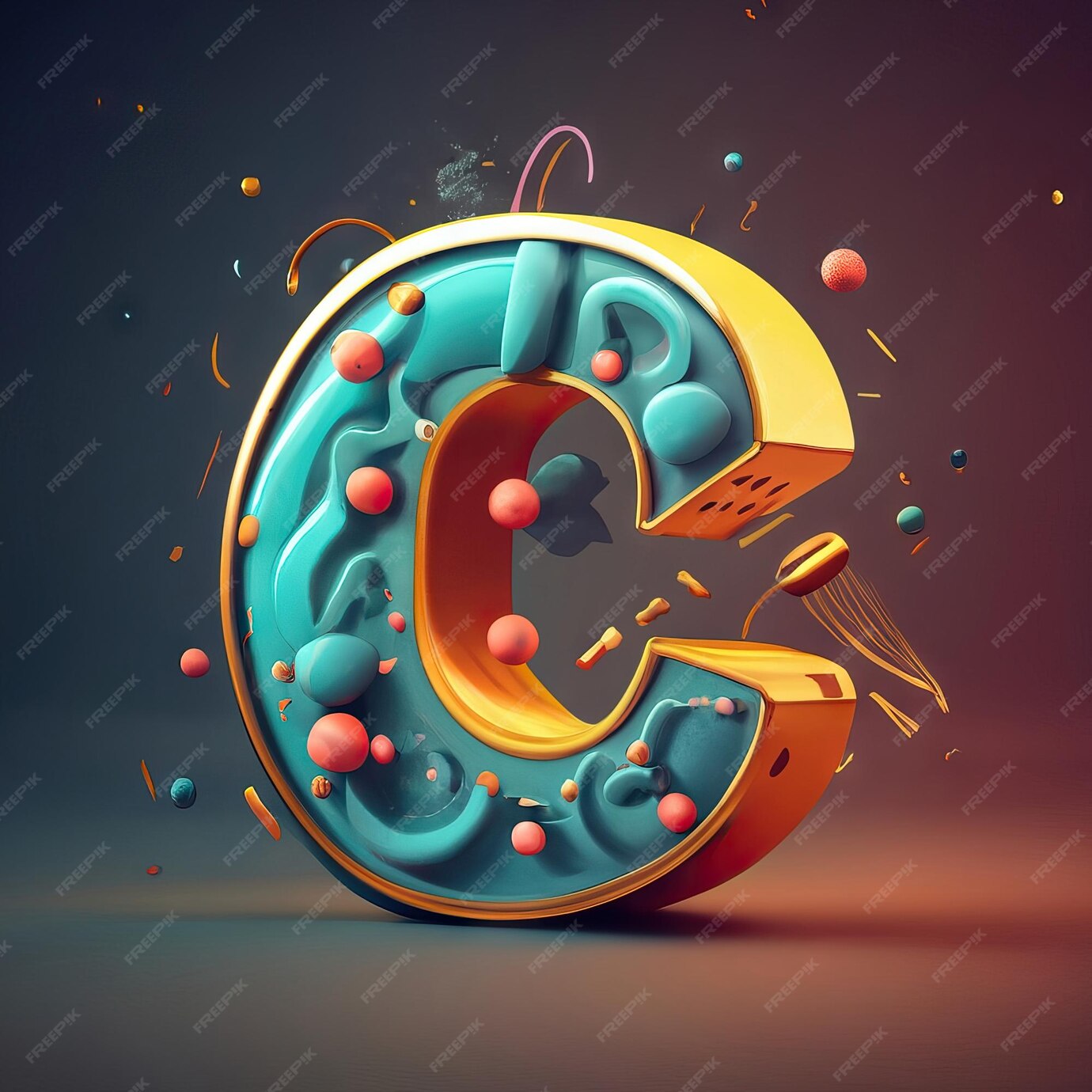 La letra C en 3d | Foto Premium
