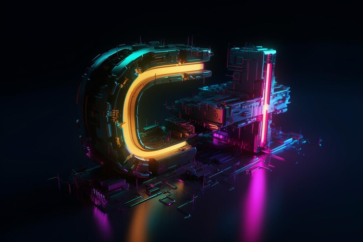 Foto letra c cyberpunk colores claros