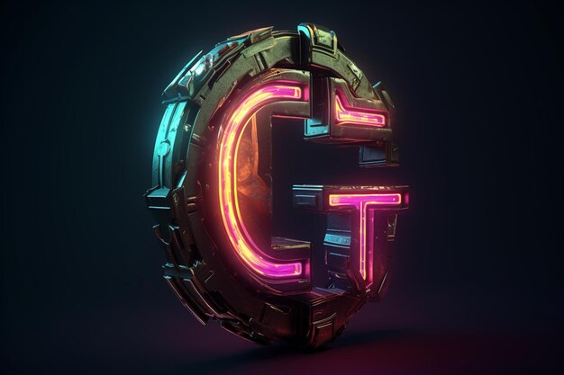 Letra C cyberpunk colores claros