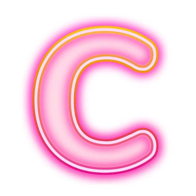 Letra C png desenho de néon rosa fundo transparente