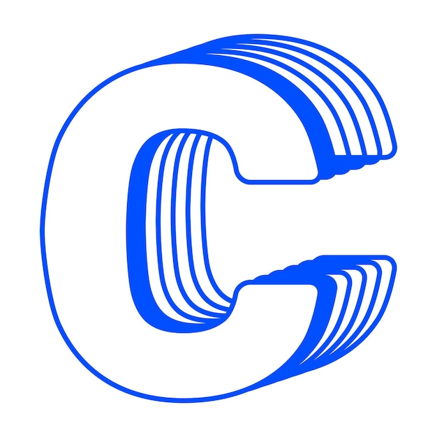 Letra C png em camadas alfabeto fundo transparente