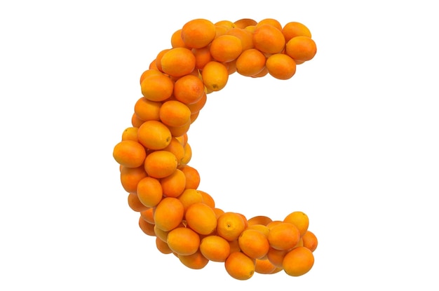 Letra C de renderizado 3D de naranjas
