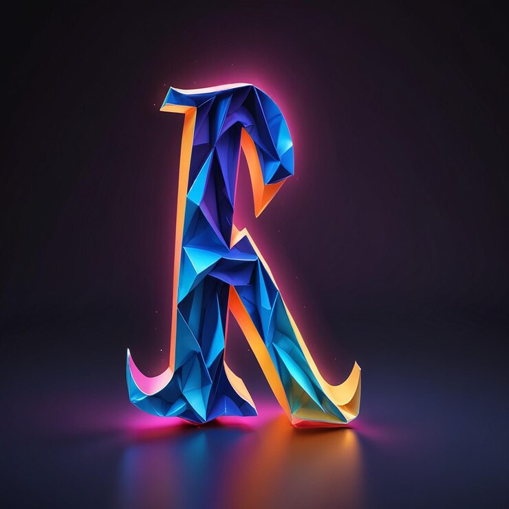 Foto una letra colorida k está iluminada en una luz colorida