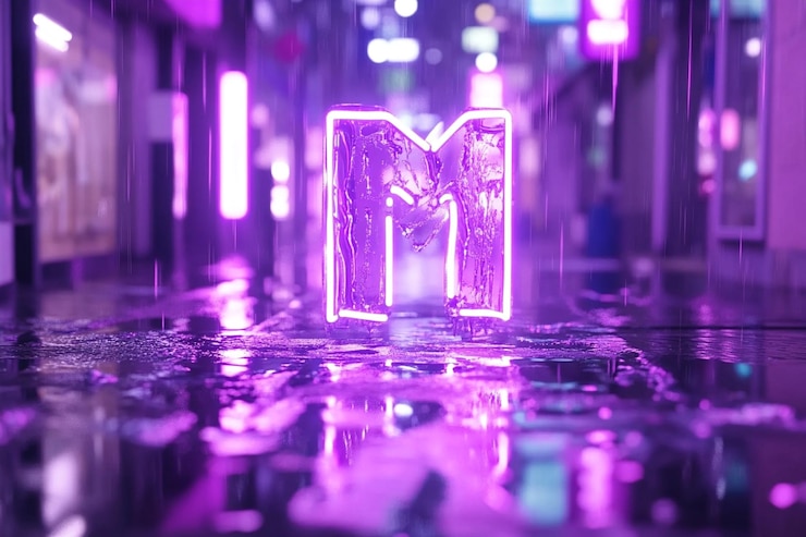 Foto la letra d en una calle iluminada con neón