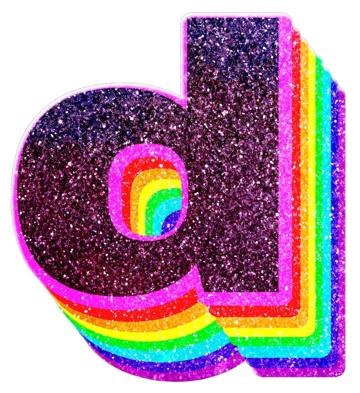 Foto letra d capas de arco iris brillo png pegatina fuente del alfabeto