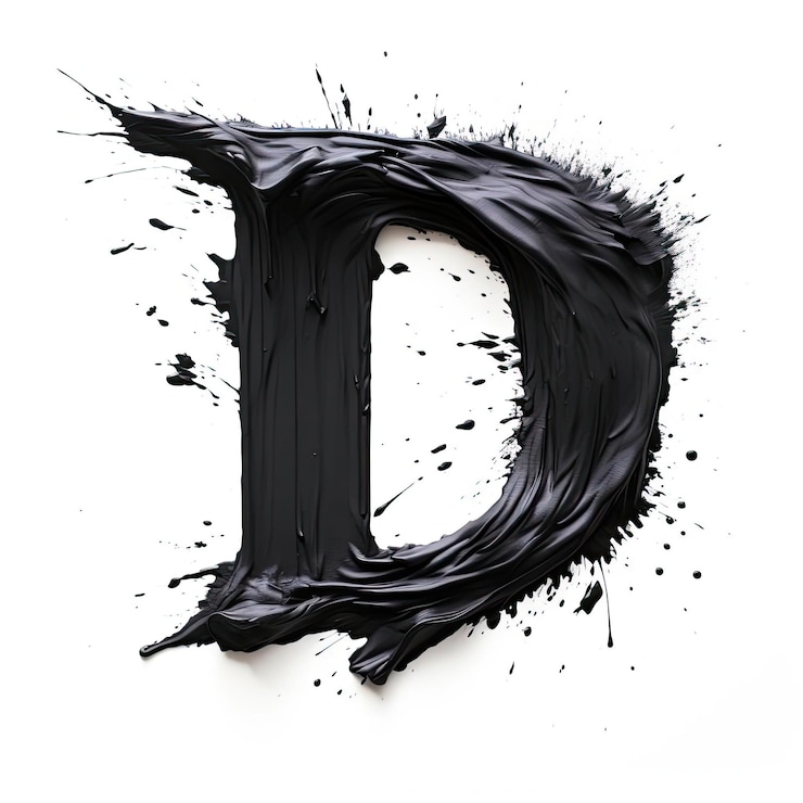 Foto una letra d está dibujada con pintura negra sobre un fondo blanco