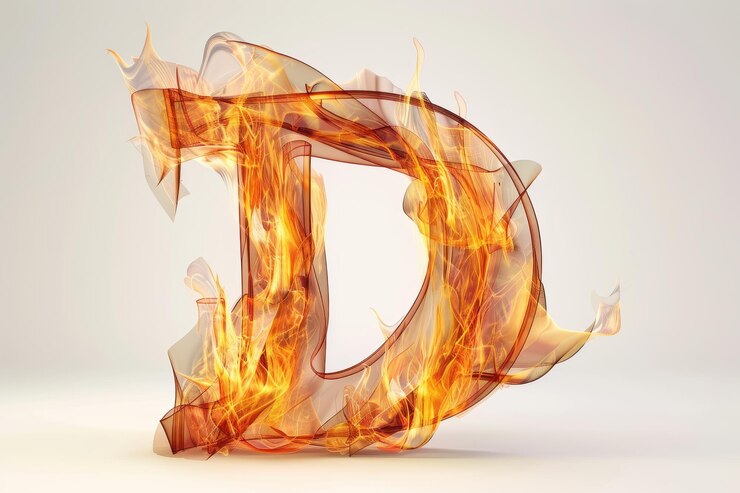 Foto la letra d está hecha de fuego.