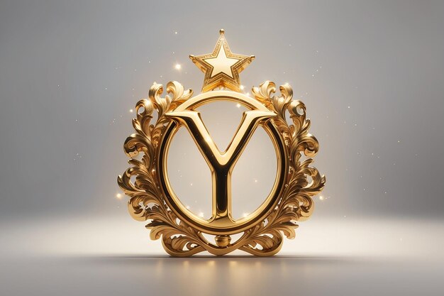 Letra de luxo e logotipo estrela de ouro real