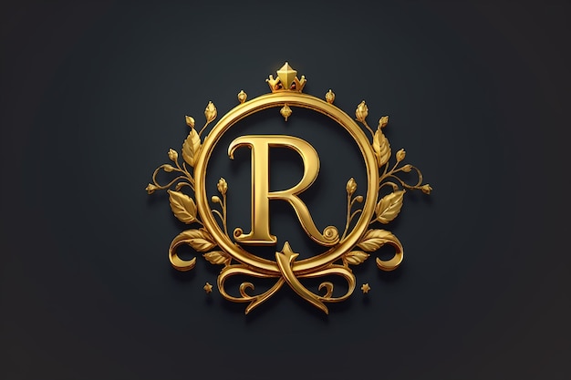 Letra de luxo r logotipo estrela de ouro real