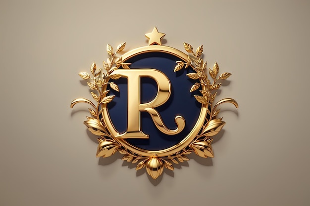 Letra de luxo r logotipo estrela de ouro real