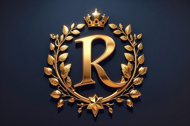 Letra de luxo r logotipo estrela de ouro real