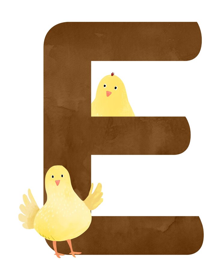 Foto letra e png carinho animal personagem alfabeto fundo transparente