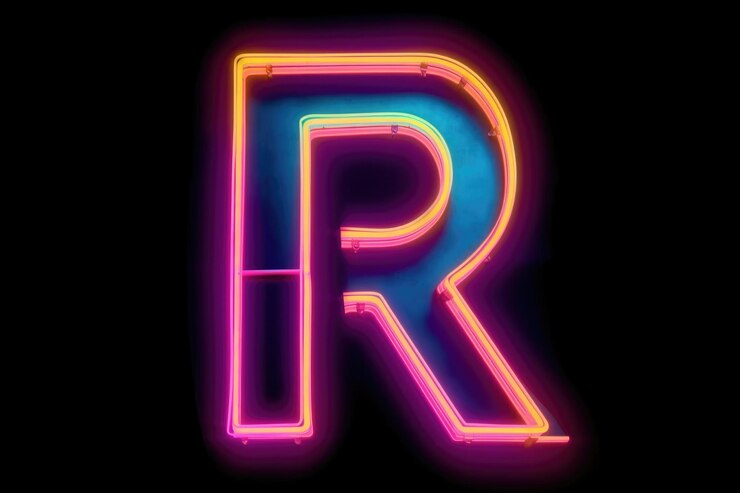 Foto letra de estilo neón retro en fondo blanco