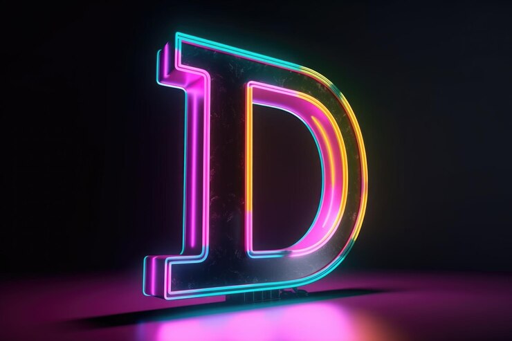 Foto letra de estilo neón retro en fondo blanco